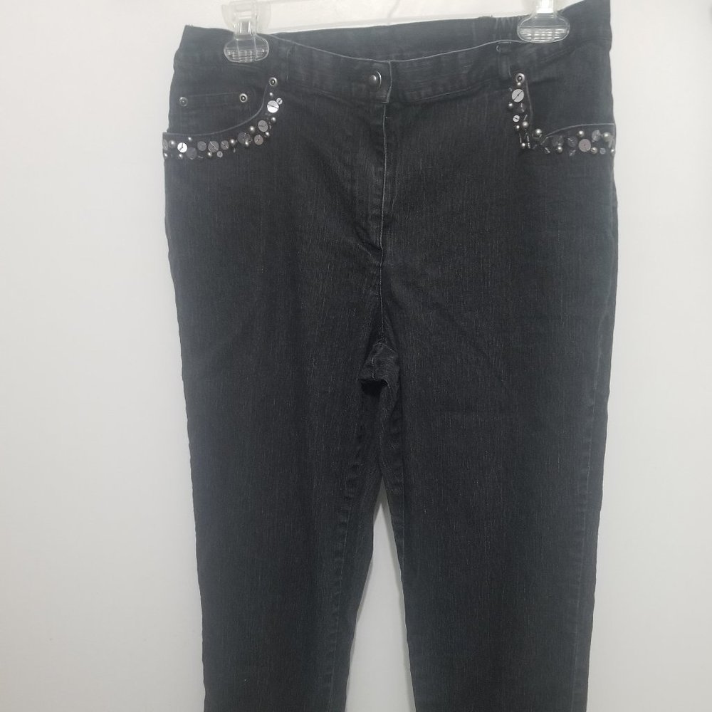 black w silvery glitz Ruby Rd size 10 jeans